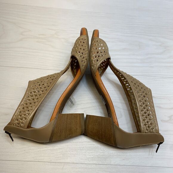 Sundance Demeter Hillside Woven Leather Heeled Sandals Taupe Women's 12/42 - Picture 3 of 9